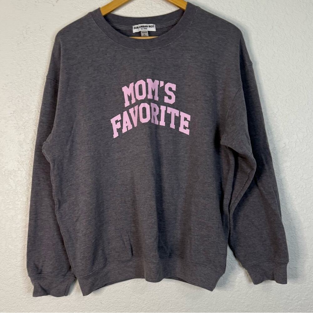 Sub_Urban Riot Mom’s Favorite Gray Sweatshirt with Pink Print Casual Lounge Comf